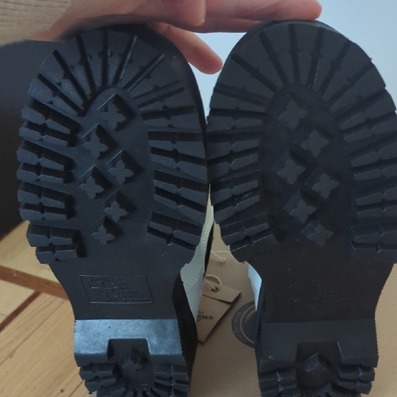 Dr. Martens White Ankle Boots with Black Panels - Picture 3 of 5